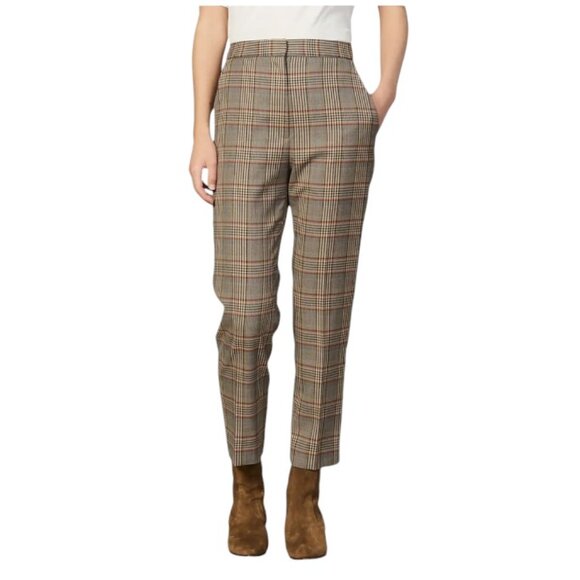 EUC Sandro Paris Glen Stainy Plaid Tapered Cropped Ankle-Length Pants - Picture 1 of 10